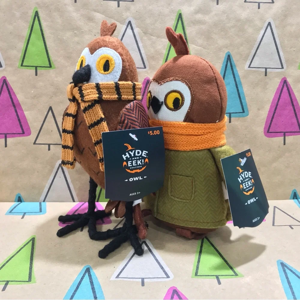 Target 2022 Set Of 2 OWLS Fall Harvest Thanksgiving Plush Bird NEW